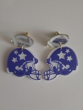 **SALE** Blue Football Helmet Earrings